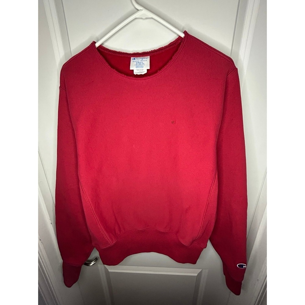 Vintage 90's‎ Champion Reverse Weave Cherry Red Heavy Crewneck Sweatshirt